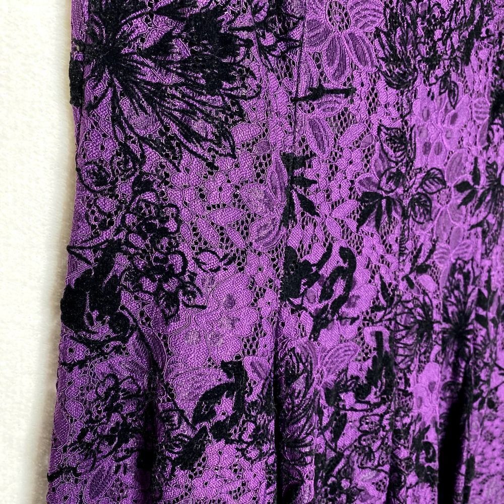 Danny & Nicole Floral Lace Velvet Fit & Flare Dress Purple Black Halloween 8 - Picture 8 of 15